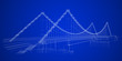 3d wireframe render of a bridge in blue