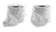Two rolls of toilet paper. One with needles and one without.