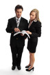 Business people reading contract or report