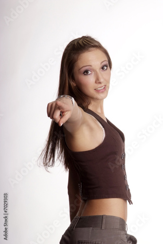 Photo: woman shows finger woman shows finger