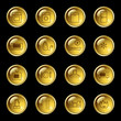 Gold drop household appliances icons Gold drop household appliances icons