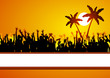 Happy people on holiday tropical background Happy people on holiday tropical background