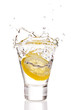Lemon splashing in water