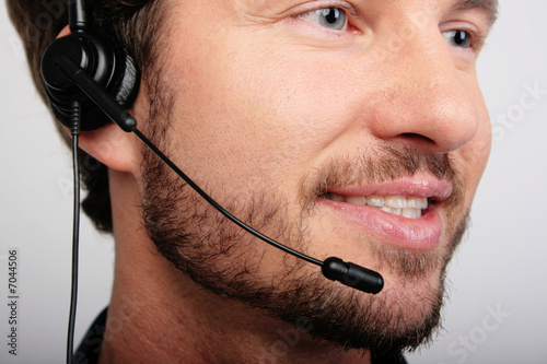 Foto: Callcenter Mund Bart Zähne Mann Telefon Callcenter Mund Bart Zähne Mann Telefon
