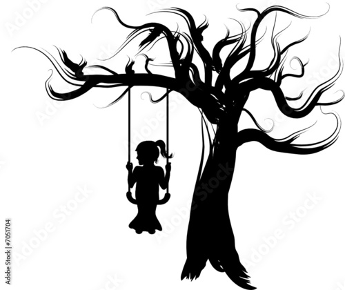Girl swinging on a tree Girl swinging on a tree