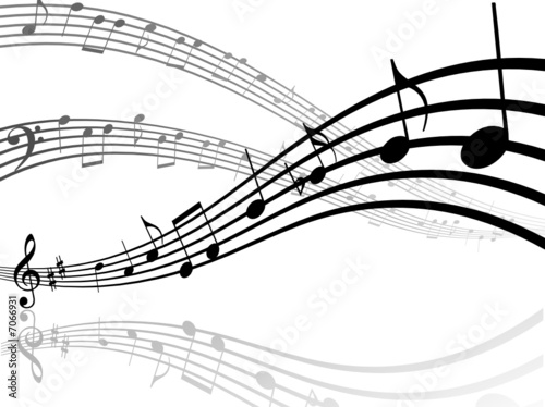 Abstract musical lines with notes. Vector illustration