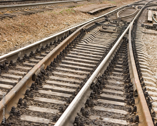 Photo: rail road goes to different ways rail road goes to different ways