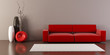 lounge room with couch and vases