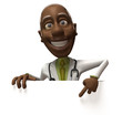 Docteur avec un panneau blanc