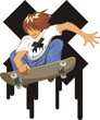 Young man jumping with skateboard