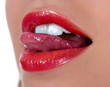 Glamour red gloss lips gesture Glamour red gloss lips gesture