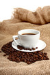 coffee in cup on brown sack