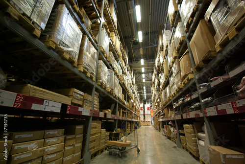 Photo: warehouse corridor and handcart warehouse corridor and handcart