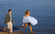 Photo: Running bride and fiance Running bride and fiance