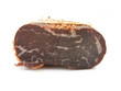 Prosciutto crudo ham isolated on white background