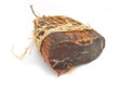 Prosciutto crudo ham isolated on white background