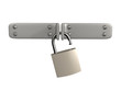 3d open lock, hanging on two metal shutters