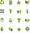 Set of 16 environmental green icons and graphics