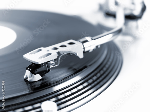 Turntable in motion.