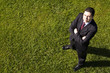 Businessman in the grass