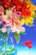 flowers, bright, coloured, varicoloured, vase, jug