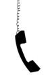 Receiver handset from  telephone hanging down 