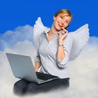 customer service. a beautiful smiling businesswoman. 