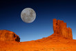 Buttes and Moon in Monument Valley Arizona