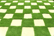 Beautiful grass tiles in a garden.
