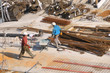 Workers on a building site - construction site