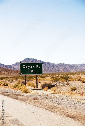 Photo: Zzyzx road in California sign. Zzyzx road in California sign.