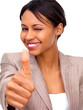 Business woman with thumbs up gesture