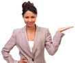 Business woman presenting your product