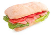 Ciabatta sandwich with prosciutto (parma ham) and tomatoes Ciabatta sandwich with prosciutto (parma ham) and tomatoes