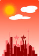 Silhouette buildings with cloudy sky Silhouette buildings with cloudy sky