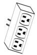 black outline of electrical outlet adapter