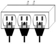 overloaded electrical power outlet full with plugs