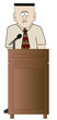 shy or worried business man standing at the podium 