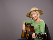 Blonde with Guitar Smiling