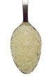 Spoonful of long grain rice isolated on white background