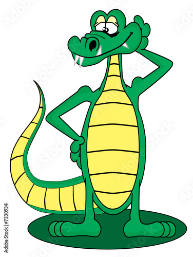 teeth smile cartoon. Cartoon Gator standing up and