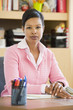 Elementary school teacher in study