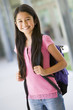 Elementary school pupil outside
