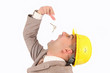 A businessman engulf keys