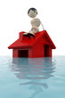 Flood, man sits on the roof