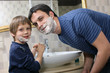 Photo : Father and son shaving Father and son shaving