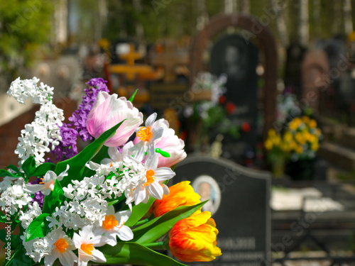 Flowers and cemetery
