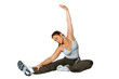  trainer doing stretching calf and back of thigh muscle 