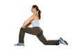  fitness trainer  stretching for her calf and back muscle