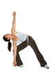 Female fitness trainer doing stretching for back muscle